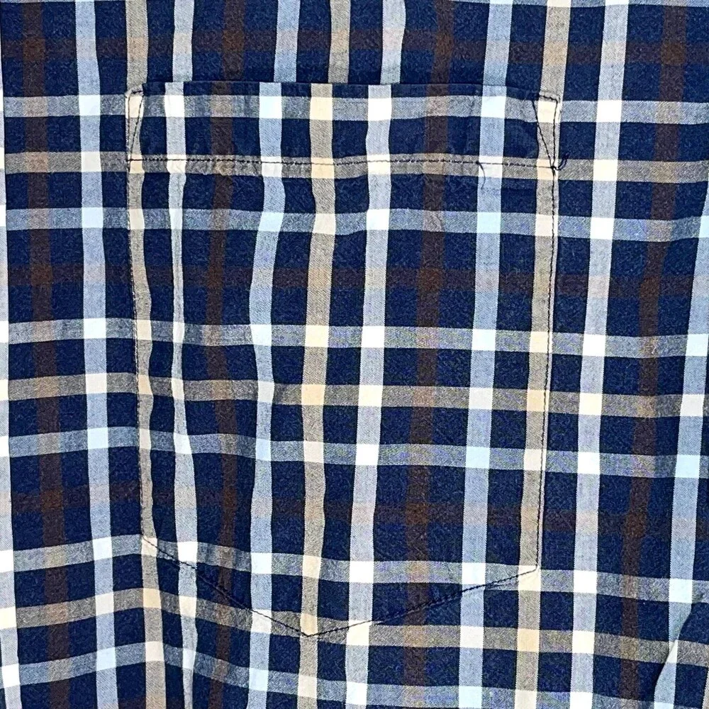 Banana Republic | Blue Plaid Soft Wash Standard Fit Button-Up Shirt | XL